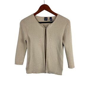 Gap Womens XS Beige Ribbed Cotton Cardigan Sweater